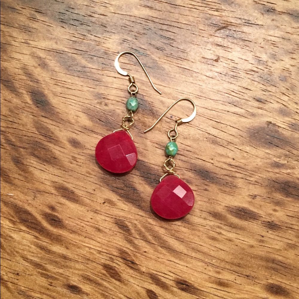Handmade Dyed Jade Earrings